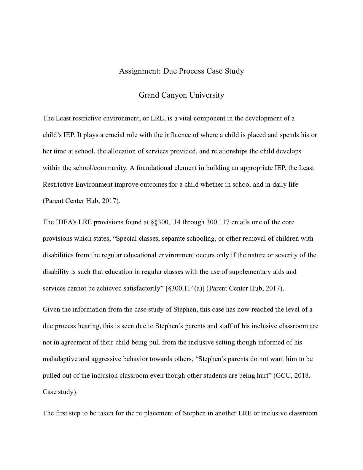 Preview image of BNCHMARK_Due_process.docx    Assignment: Due Process Case Study  Grand Canyon University document